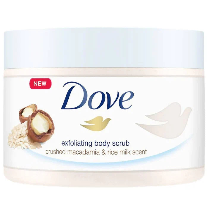 DOVE CRUSHED MACADEMIA & RICE MILK EXFOLIATING BODY SCRUB